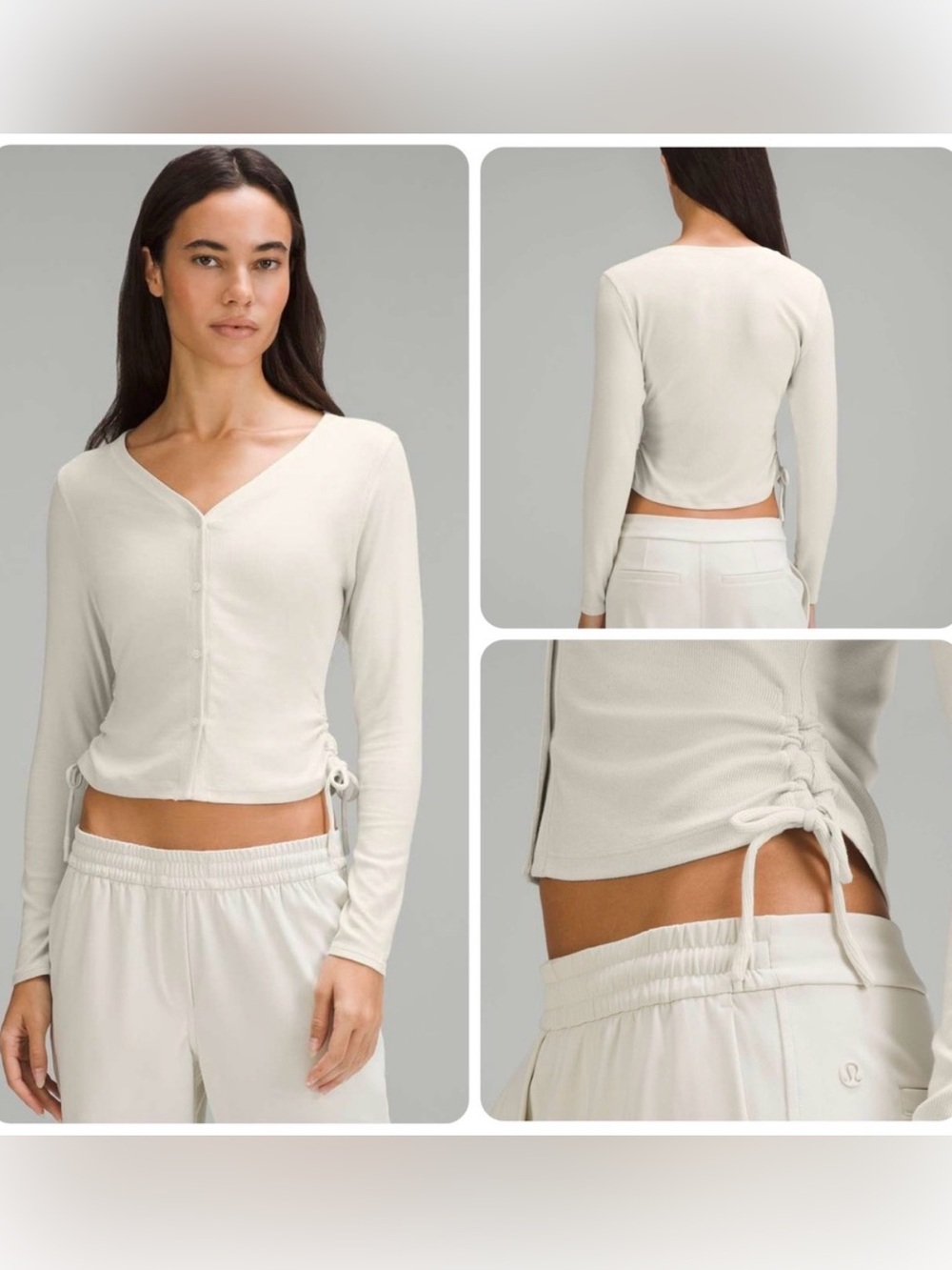 lululemon athletica Black Button-Front Cropped Long-Sleeve Top